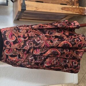 Worthington, Floral Paisley Print, Fold Pleated, Satin Skirt